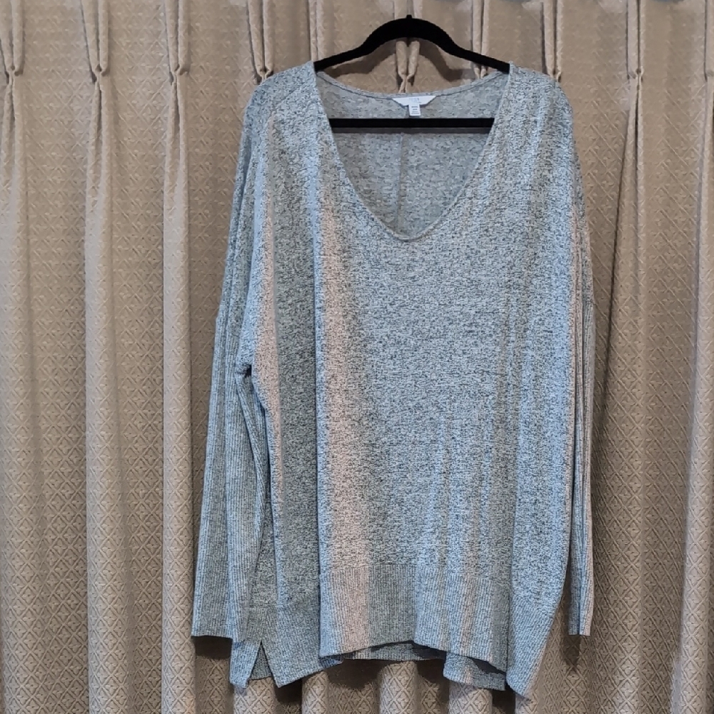 NWT Women's Size XXXL (22) Time & Tru Heather Gray Long Sleeve Tunic Sweater